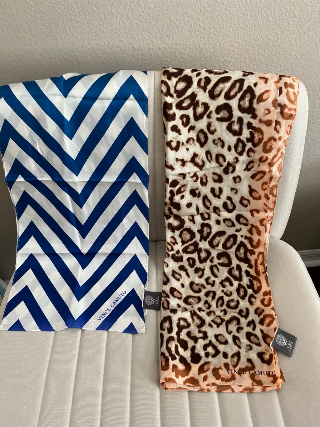 Vince Camuto Silk Scarf Set Of 2 Animal Print Square Geometric Rectanglular